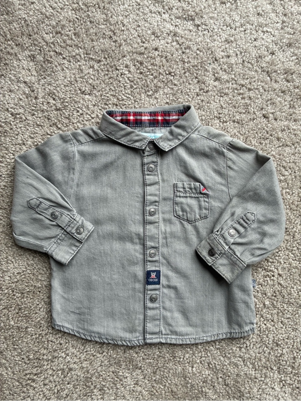 Obaibi Gray Fox Patch Button-Down Shirt for Kids - Picture 2 of 7